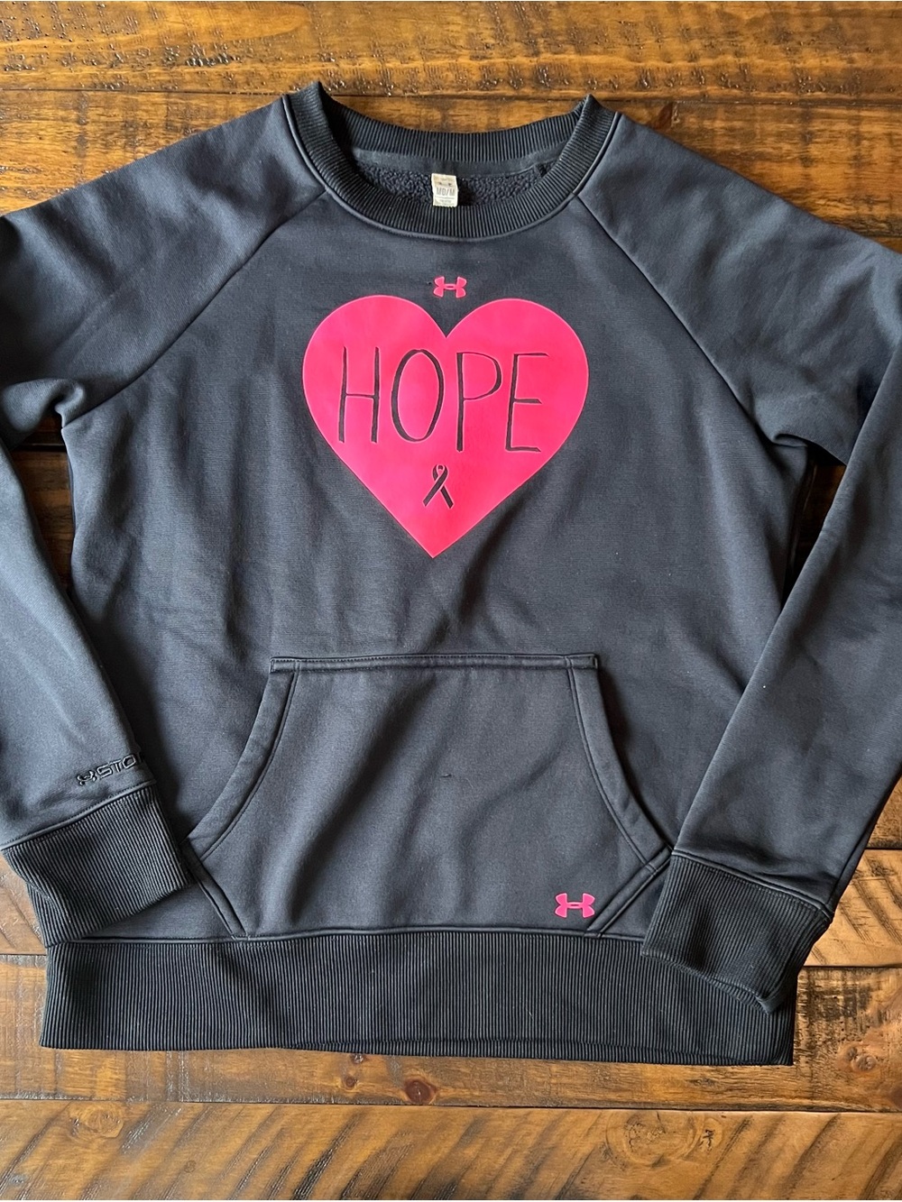 Under Armour Black Pullover Sweatshirt with Pink Heart Accent